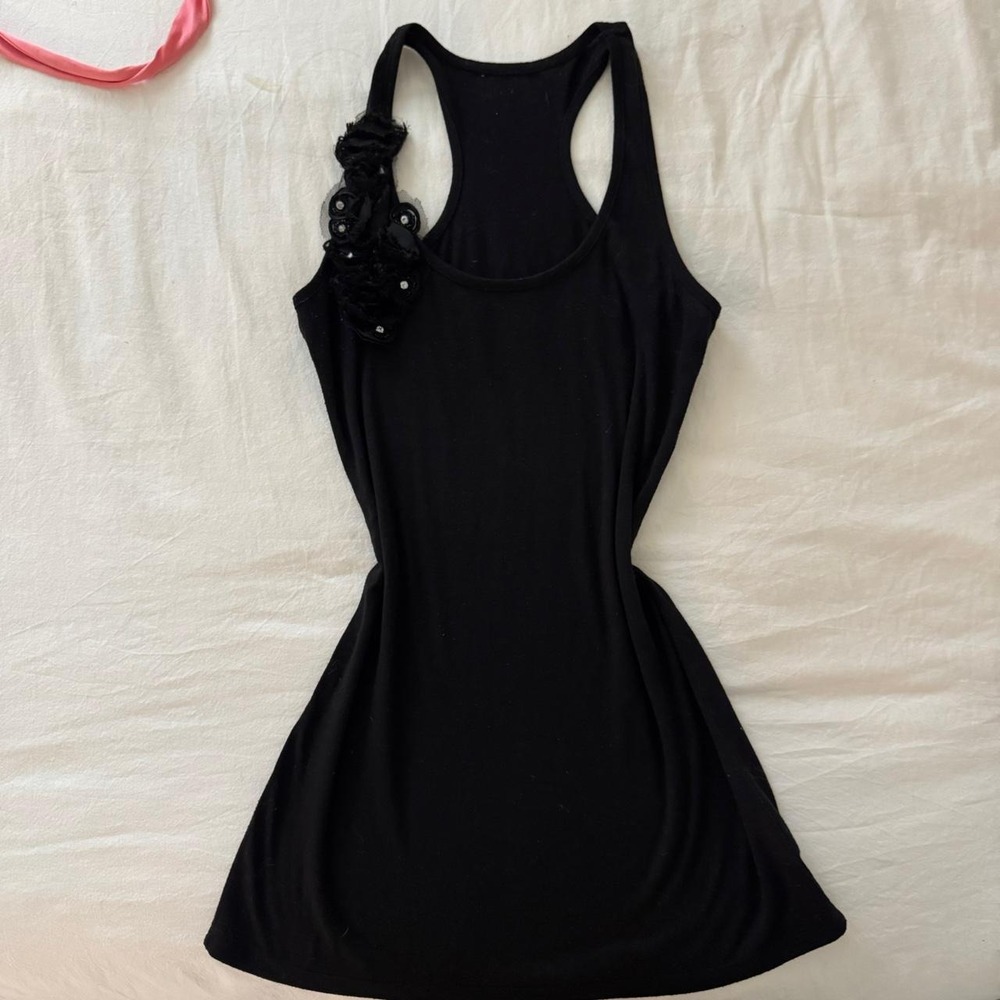 2000s Papaya black bodycon tank